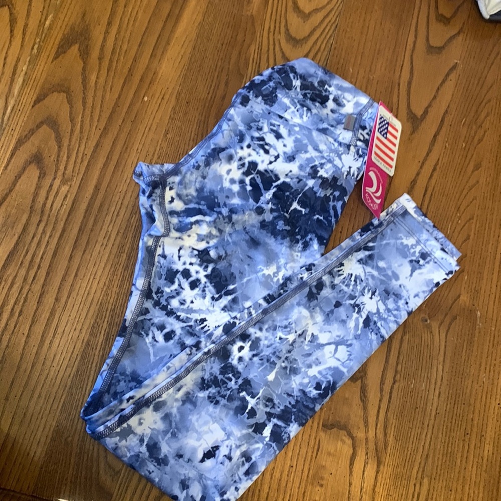 NWT KOS USA Grey White Printed Galaxy Pull On Leggings‎ Sz XS